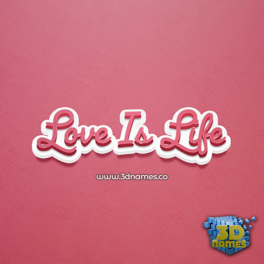 love is life in Red Scribble style - 3D name wallpaper