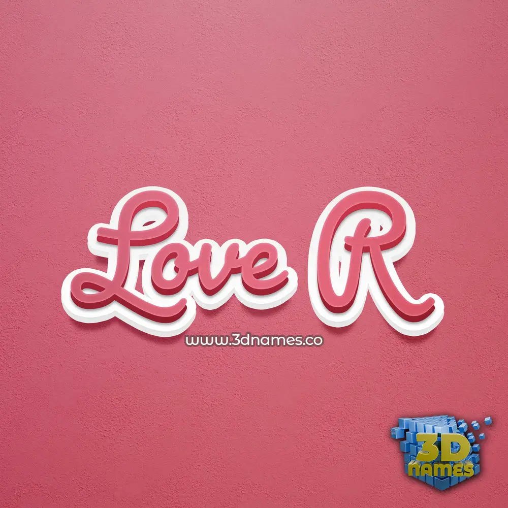 love r in Red Scribble style - 3D name wallpaper