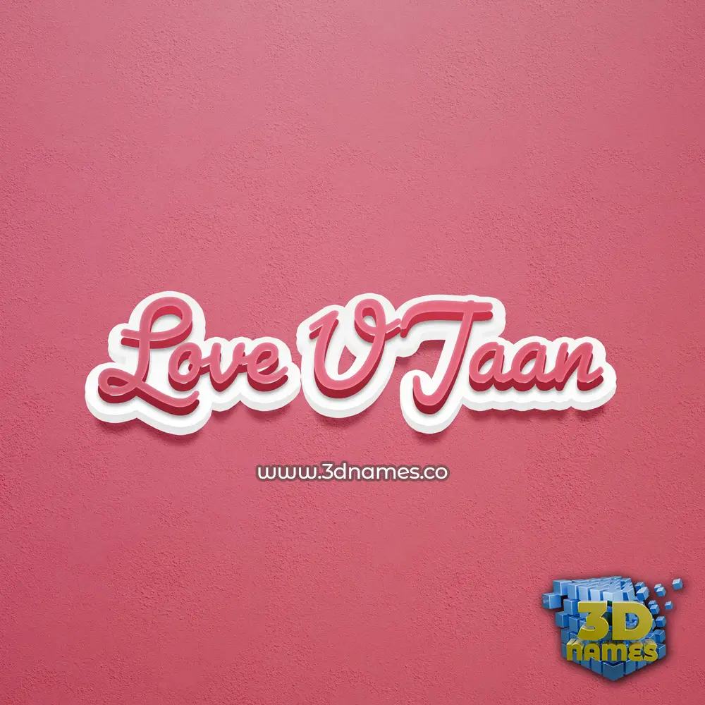 love u jaan in Red Scribble style - 3D name wallpaper