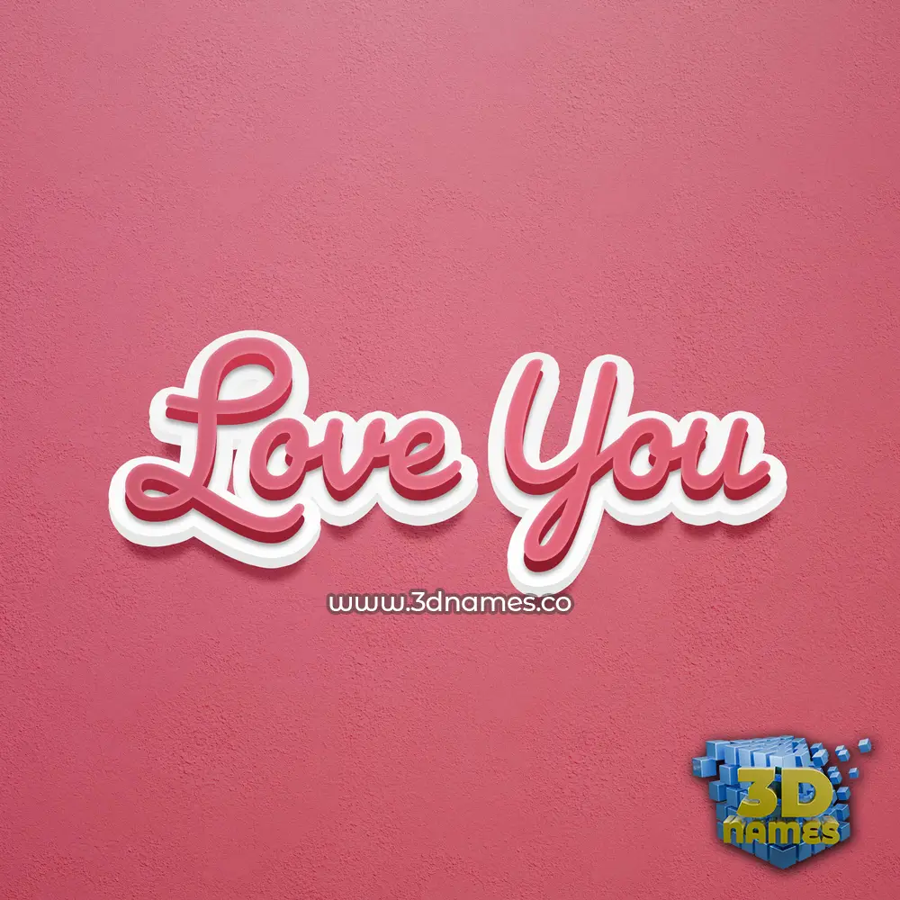 love you in Red Scribble style - 3D name wallpaper