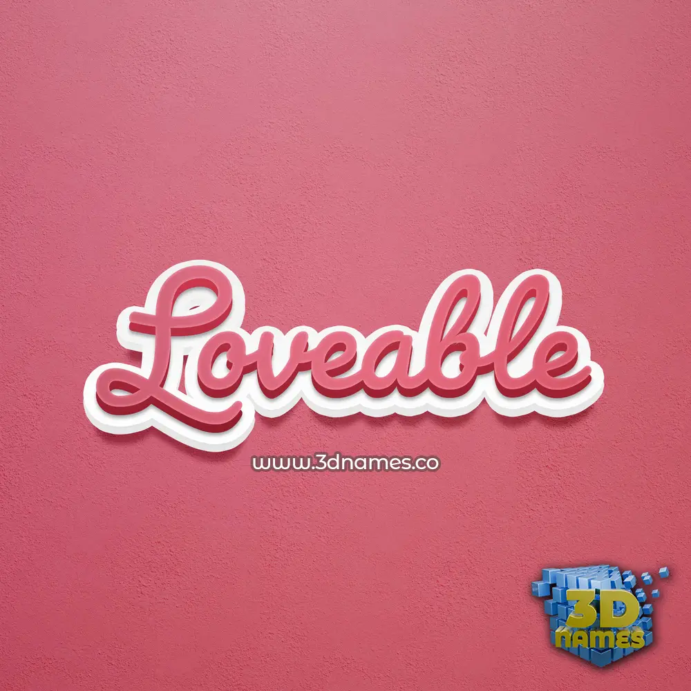 loveable in Red Scribble style - 3D name wallpaper
