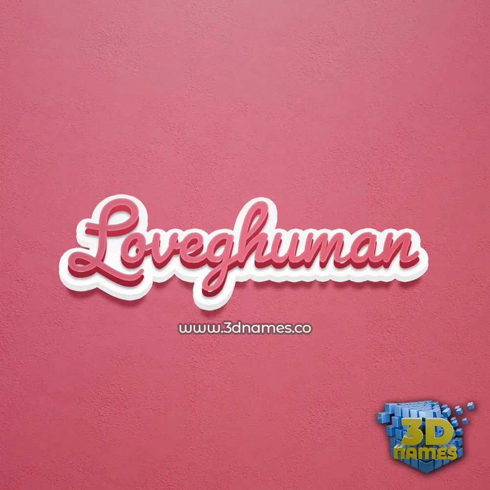 loveghuman in Red Scribble style - 3D name wallpaper