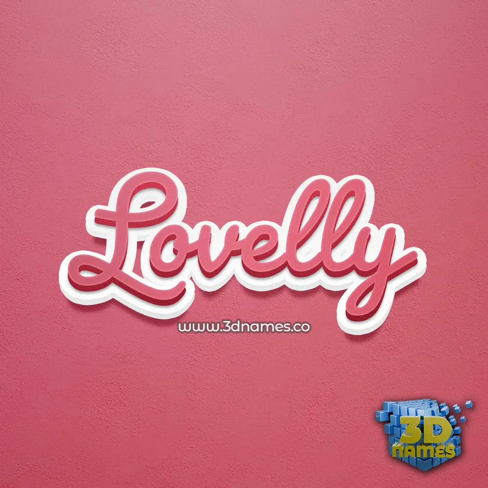lovelly in Red Scribble style - 3D name wallpaper