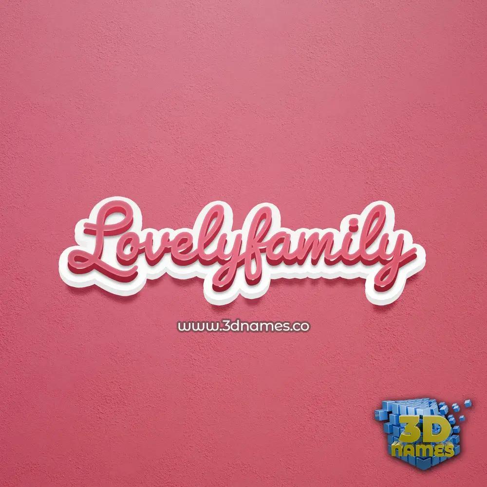 lovelyfamily in Red Scribble style - 3D name wallpaper