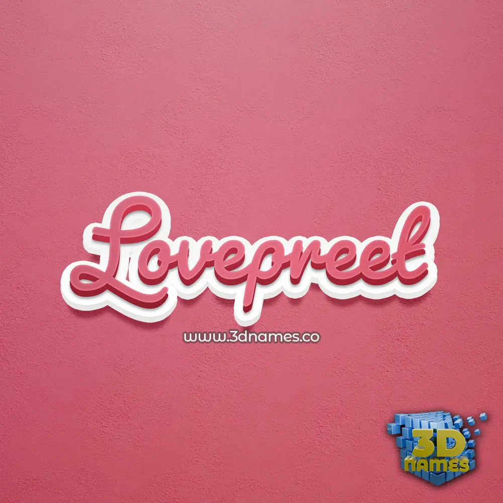 lovepreet in Red Scribble style - 3D name wallpaper