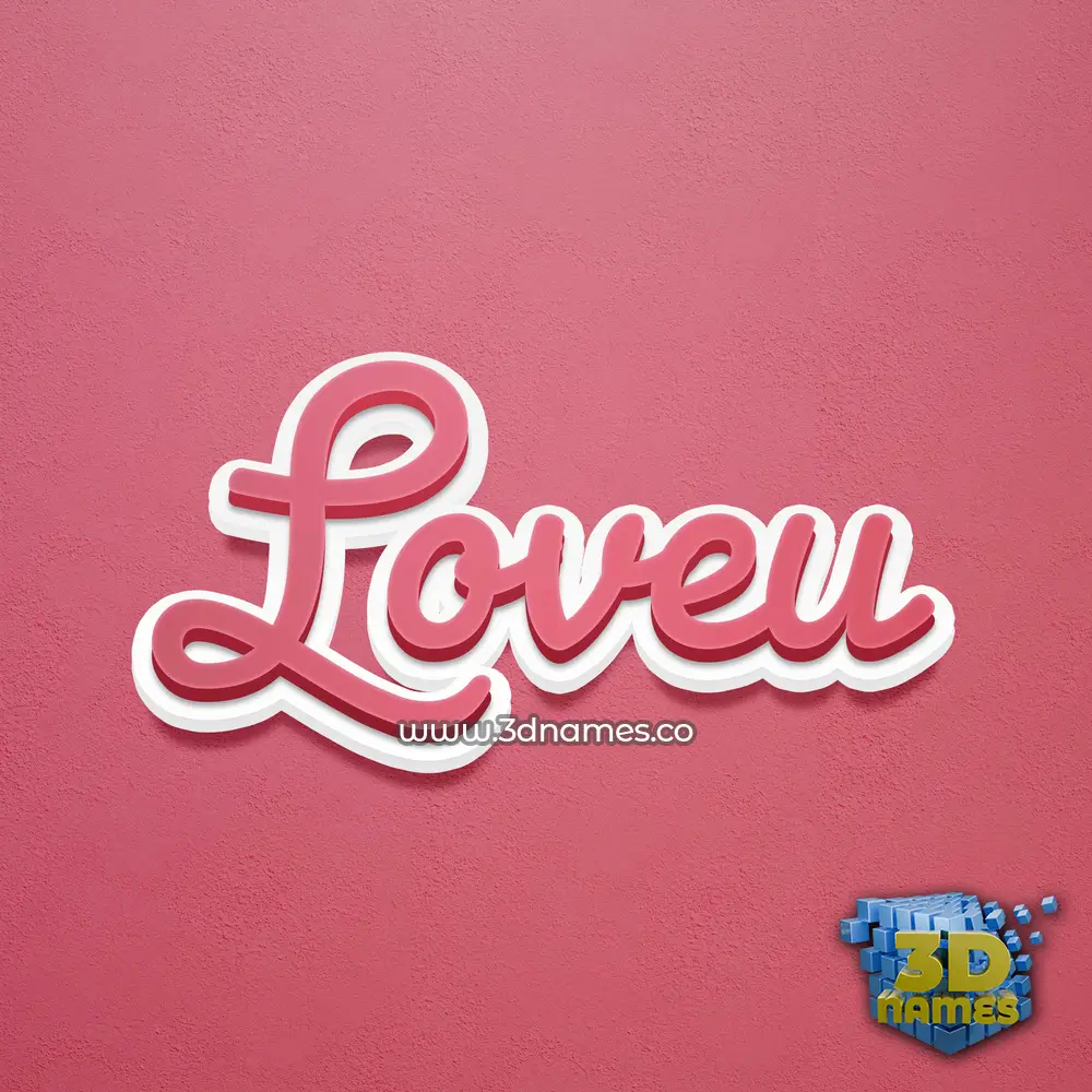 loveu in Red Scribble style - 3D name wallpaper