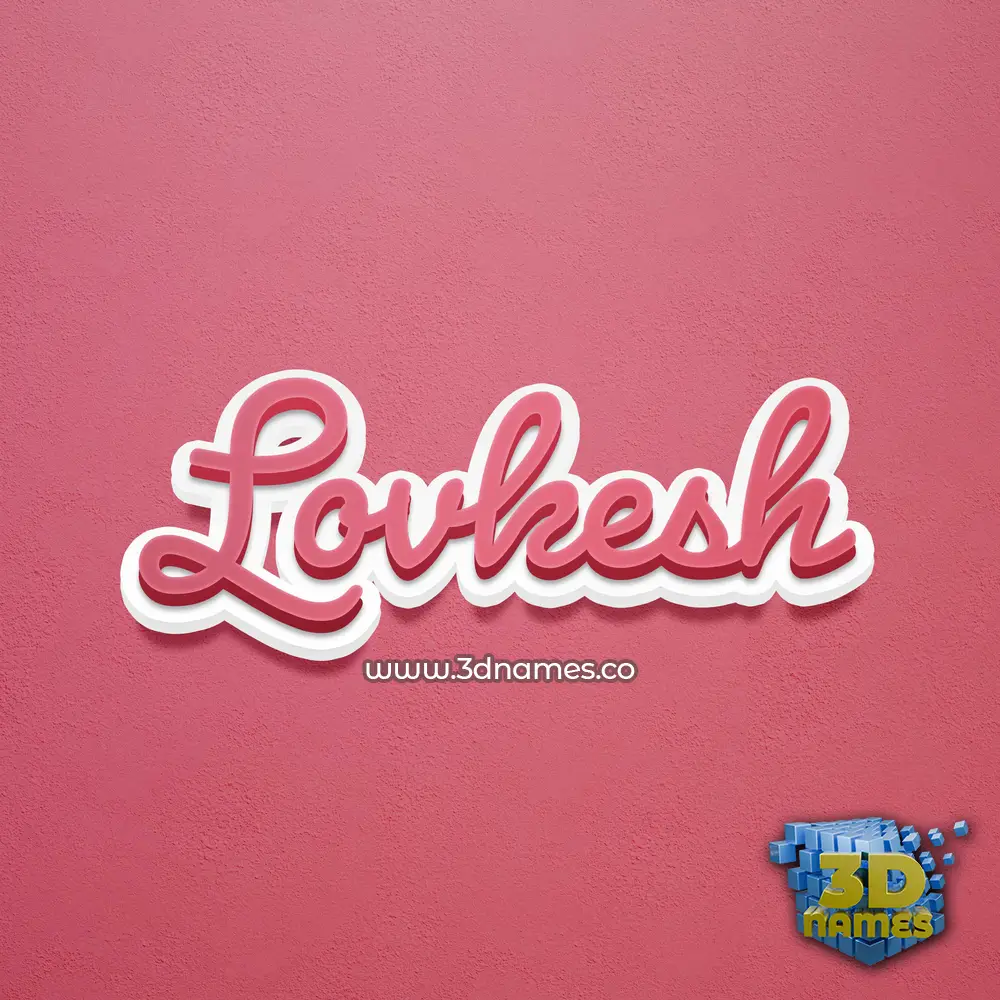lovkesh in Red Scribble style - 3D name wallpaper