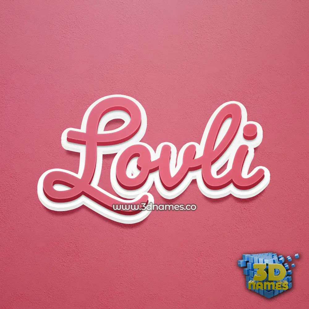 lovli in Red Scribble style - 3D name wallpaper