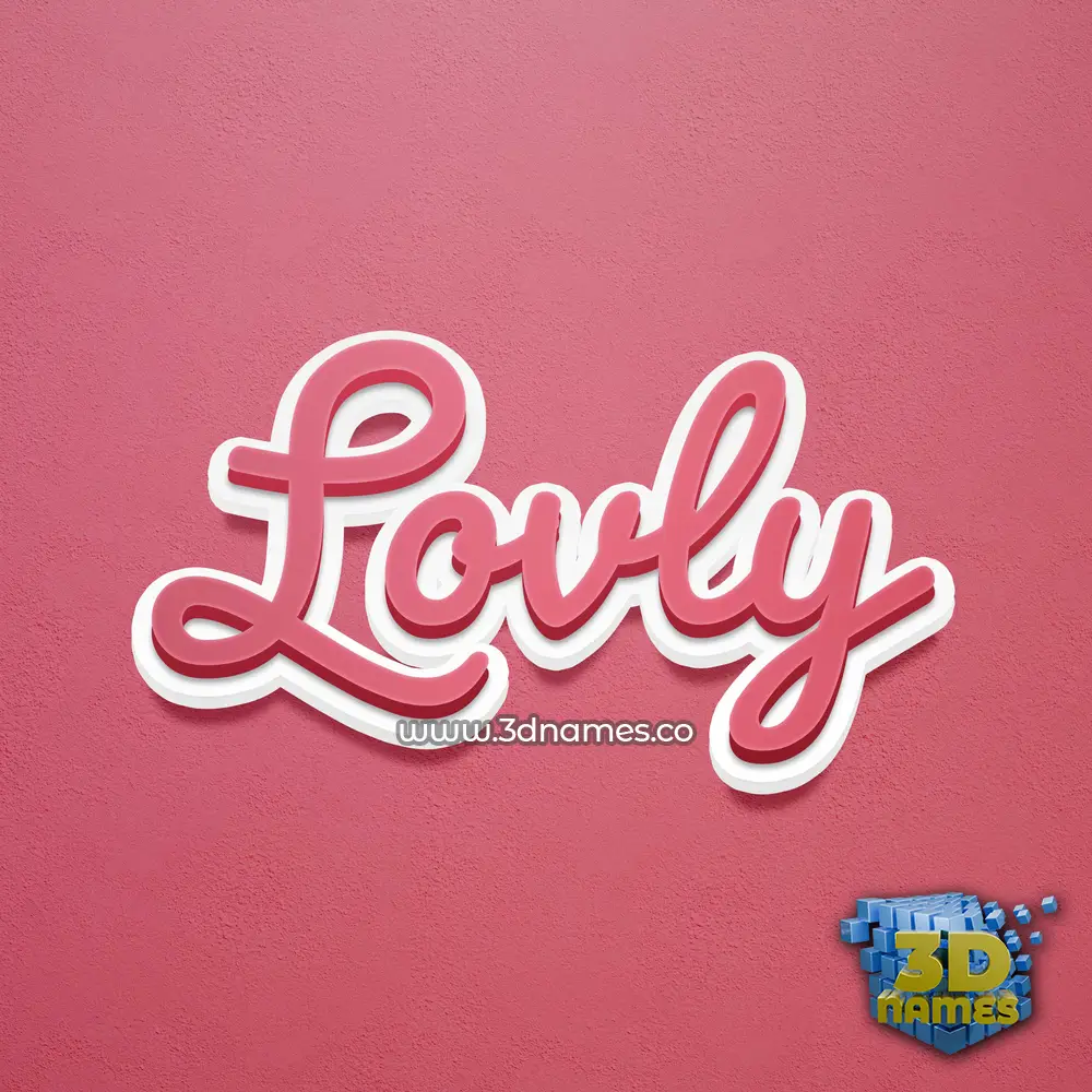 lovly in Red Scribble style - 3D name wallpaper
