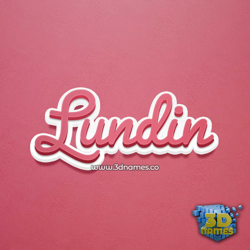 lundin in Red Scribble style - 3D name wallpaper
