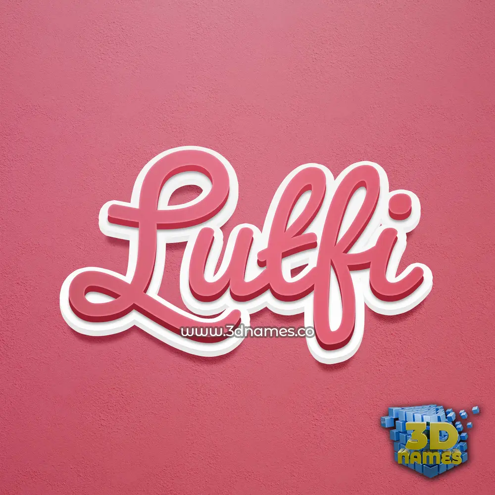 lutfi in Red Scribble style - 3D name wallpaper