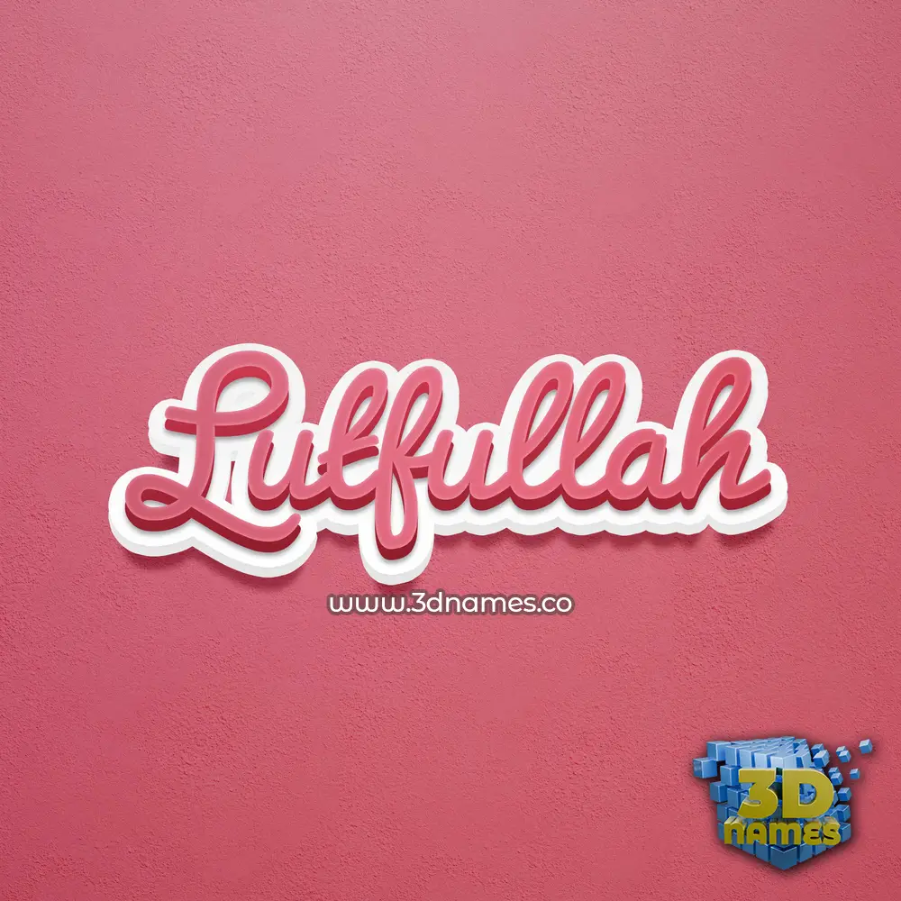 lutfullah in Red Scribble style - 3D name wallpaper