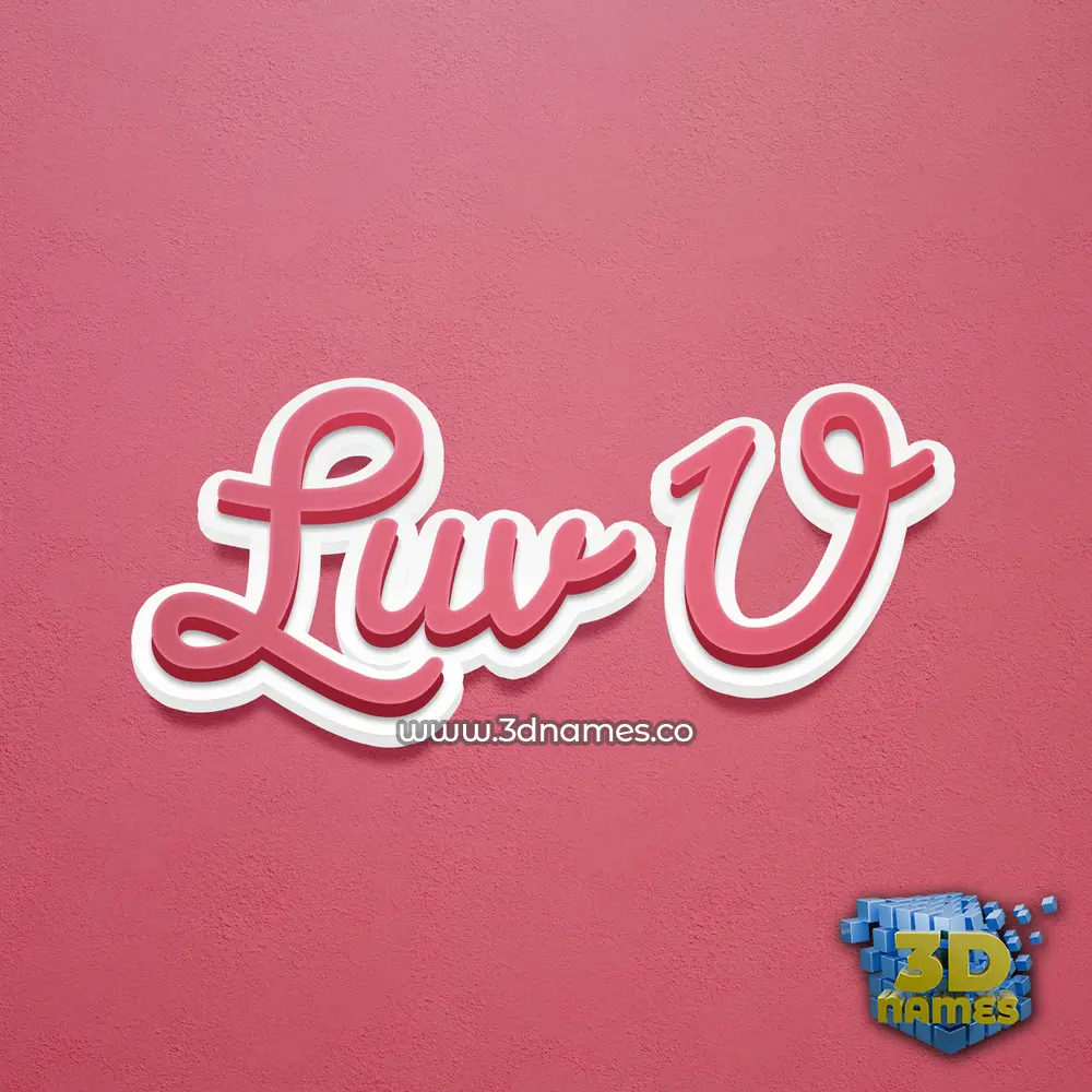 luv u in Red Scribble style - 3D name wallpaper