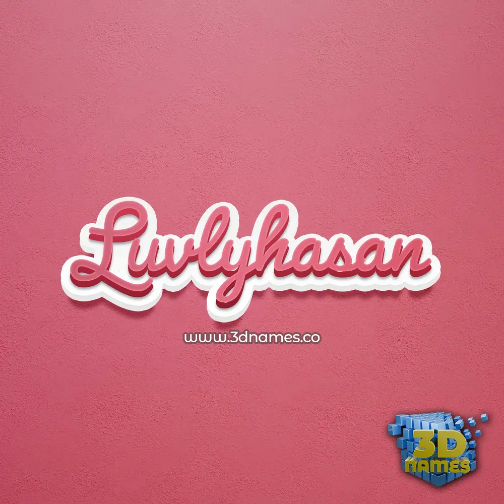 luvlyhasan in Red Scribble style - 3D name wallpaper