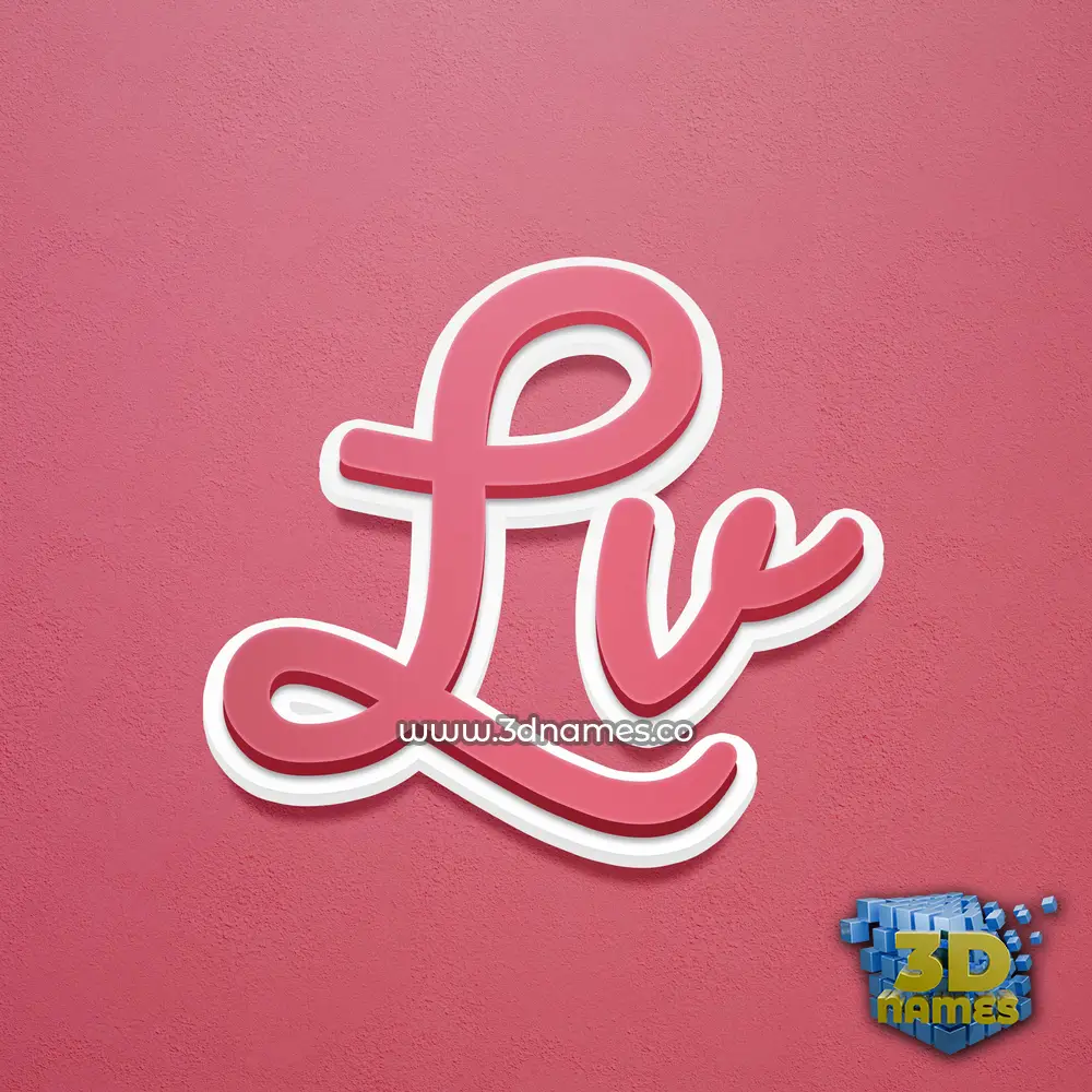 lv in Red Scribble style - 3D name wallpaper