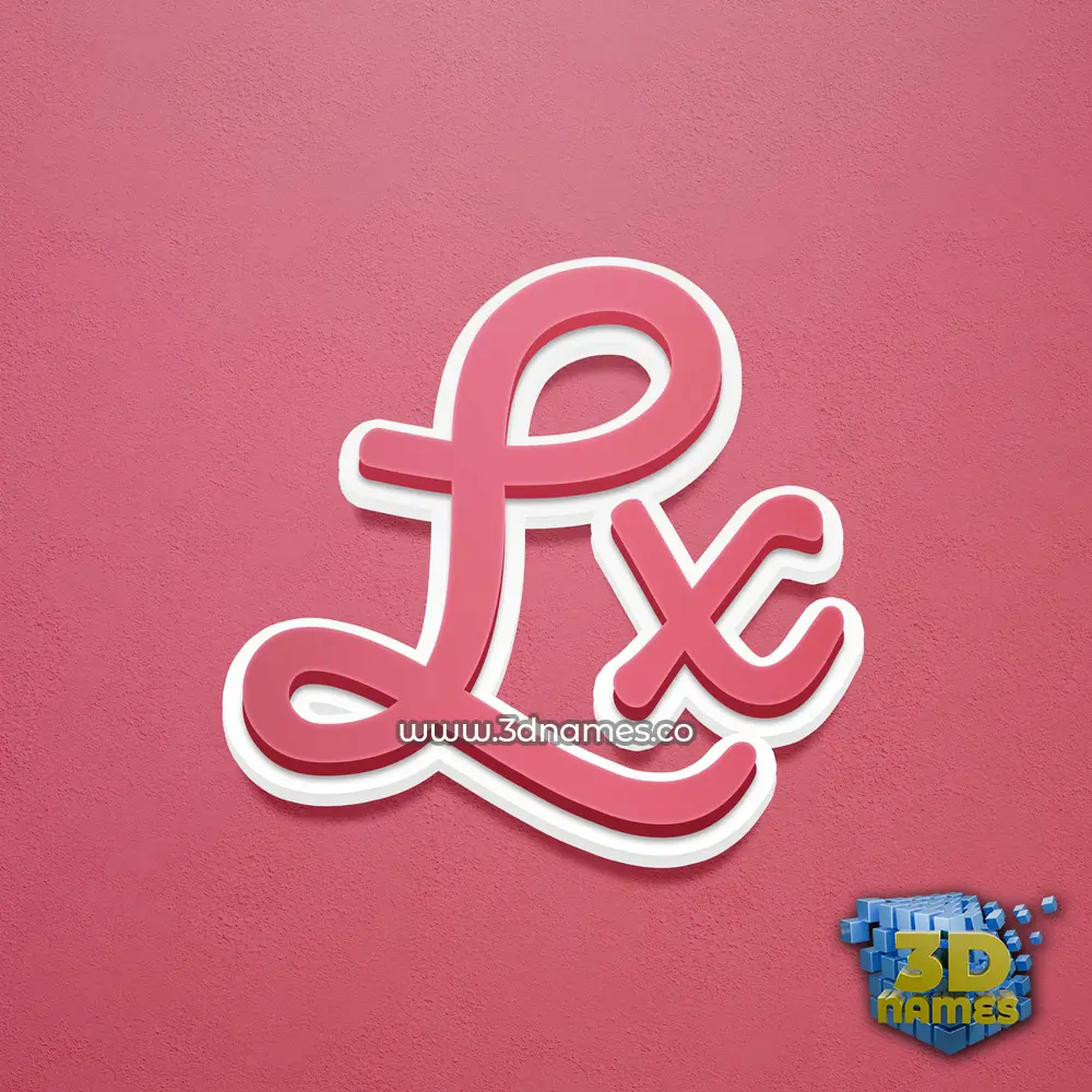 lx in Red Scribble style - 3D name wallpaper