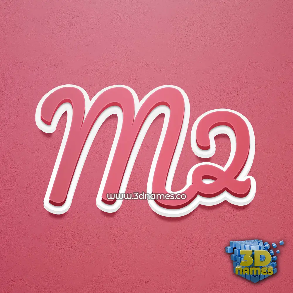 m2 in Red Scribble style - 3D name wallpaper