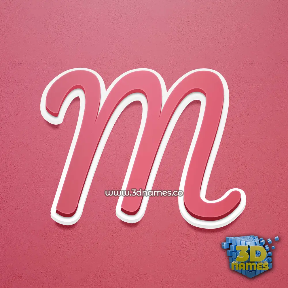 m in Red Scribble style - 3D name wallpaper