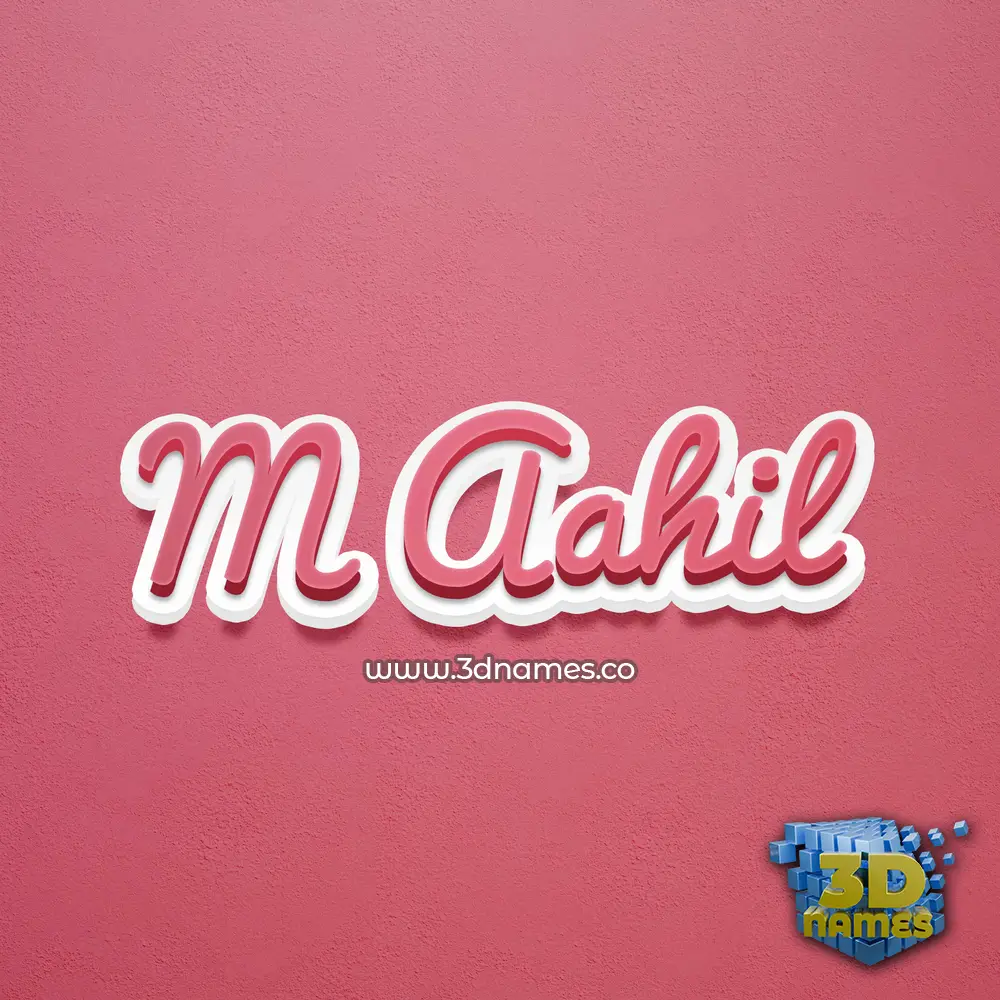m aahil in Red Scribble style - 3D name wallpaper
