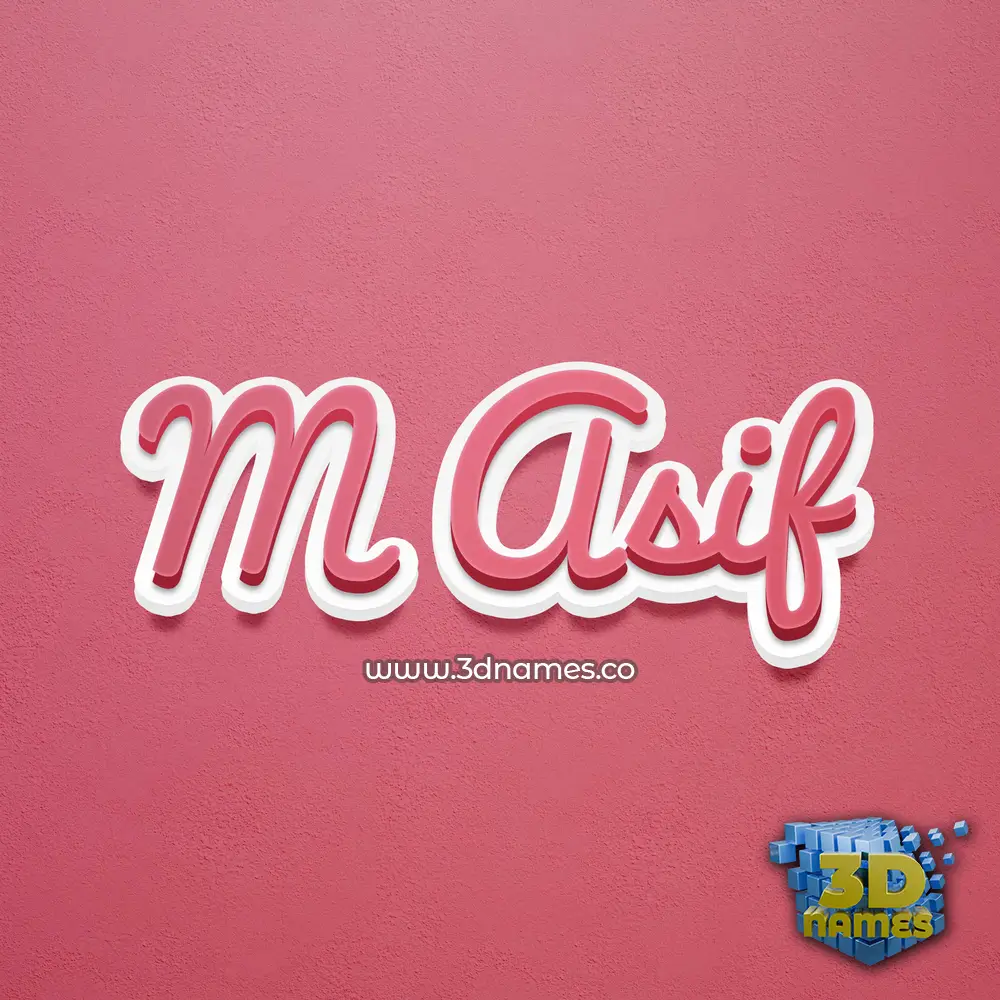 m asif in Red Scribble style - 3D name wallpaper