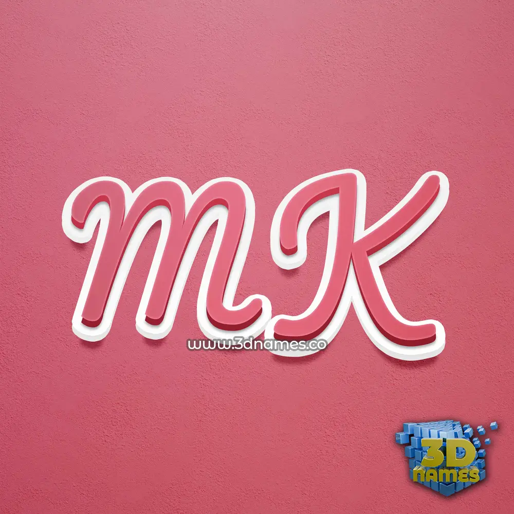 m k in Red Scribble style - 3D name wallpaper