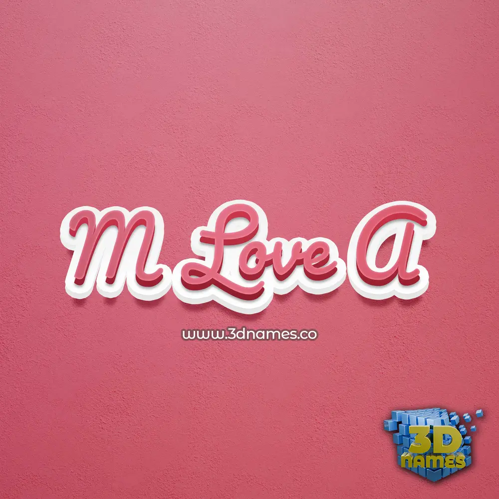 m love a in Red Scribble style - 3D name wallpaper