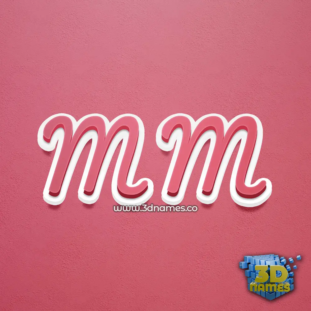 m m in Red Scribble style - 3D name wallpaper