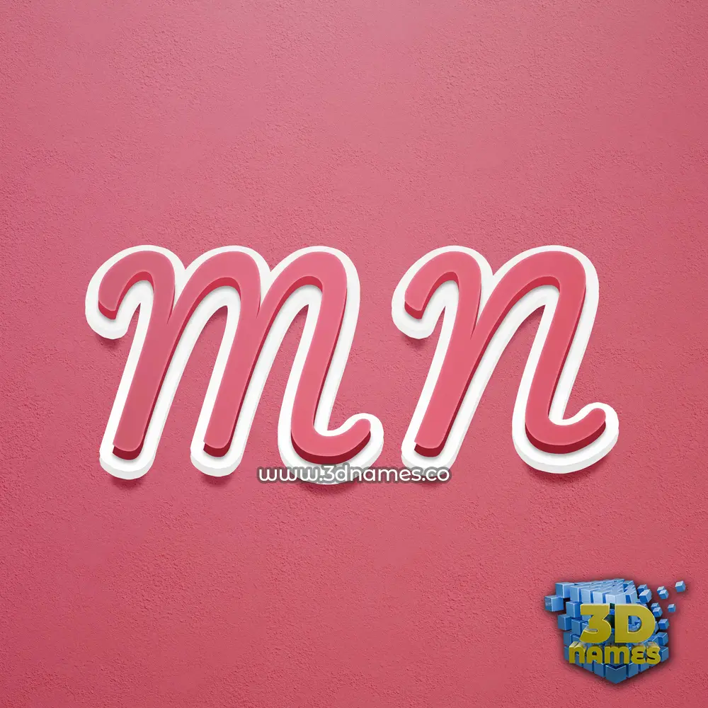 m n in Red Scribble style - 3D name wallpaper