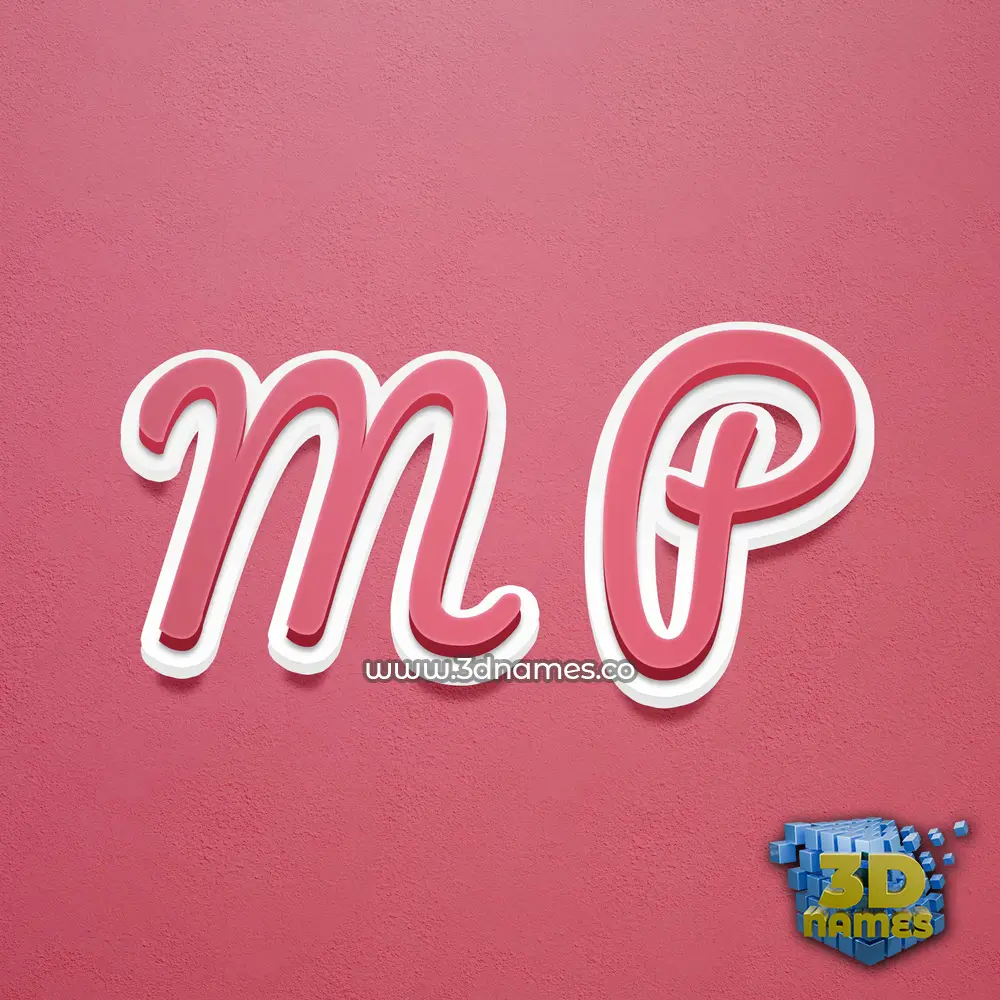 m p in Red Scribble style - 3D name wallpaper