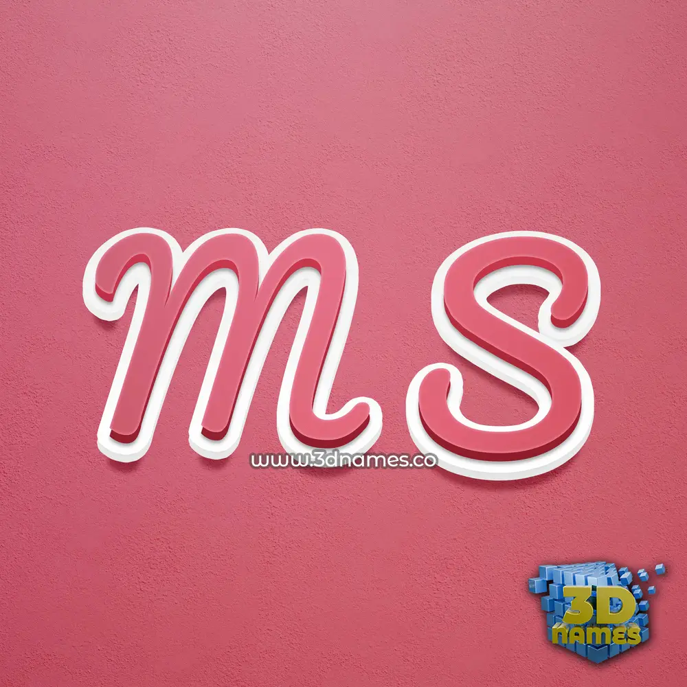 m s in Red Scribble style - 3D name wallpaper