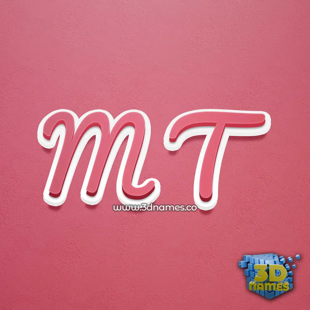 m t in Red Scribble style - 3D name wallpaper