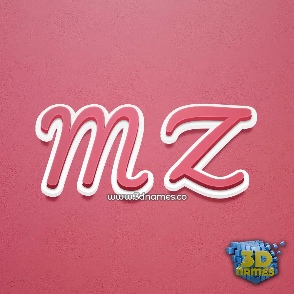 m z in Red Scribble style - 3D name wallpaper