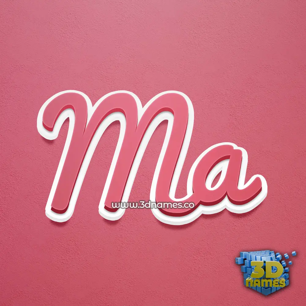 ma in Red Scribble style - 3D name wallpaper