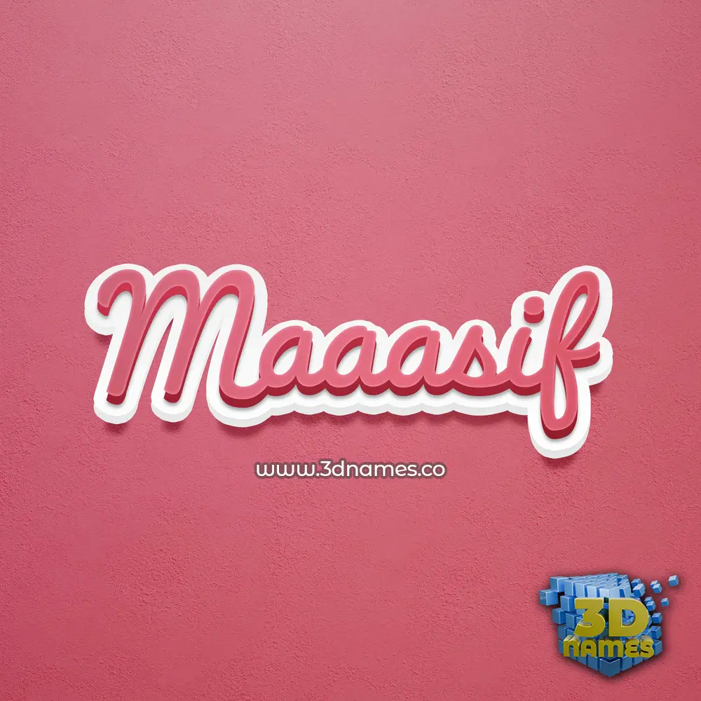 maaasif in Red Scribble style - 3D name wallpaper