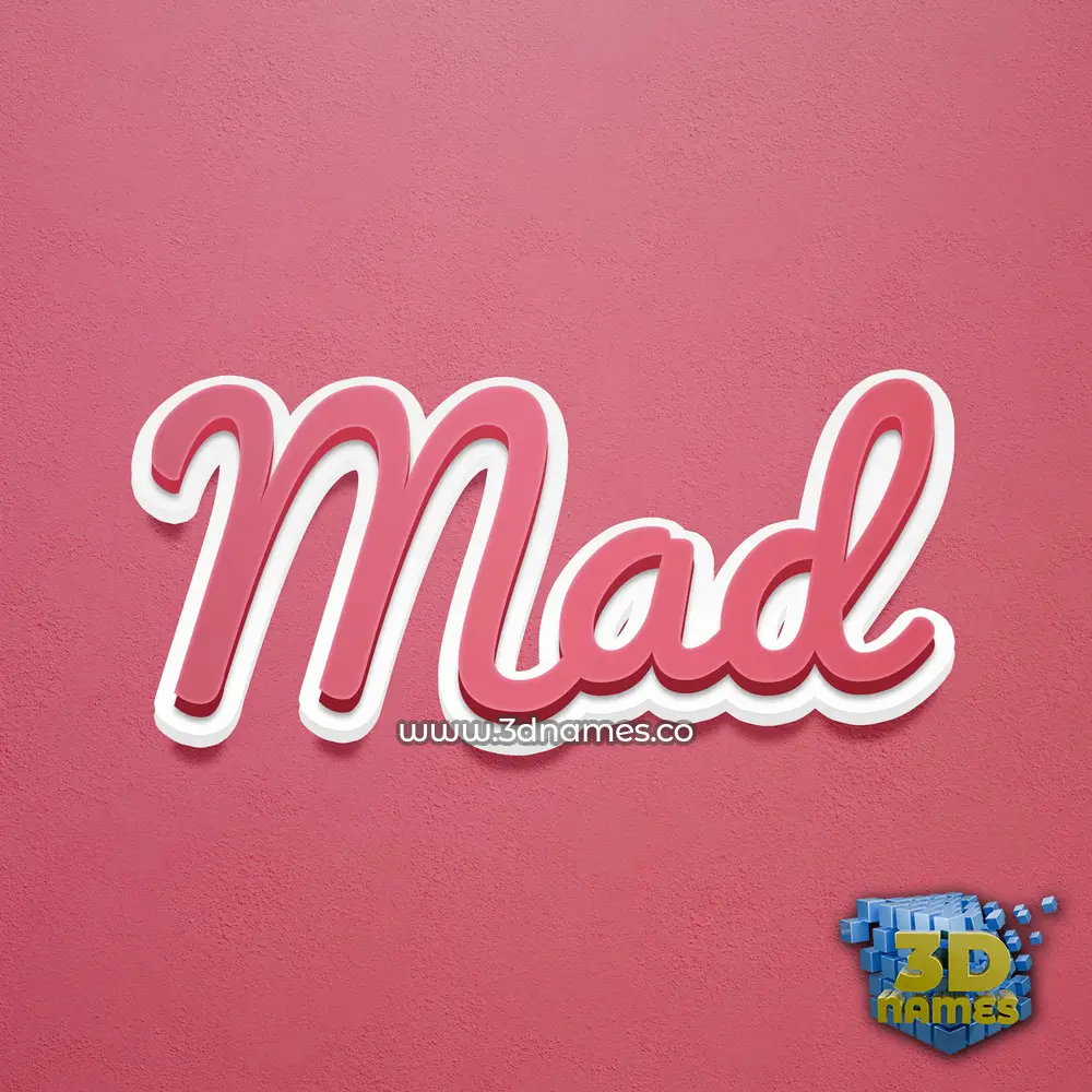 mad in Red Scribble style - 3D name wallpaper