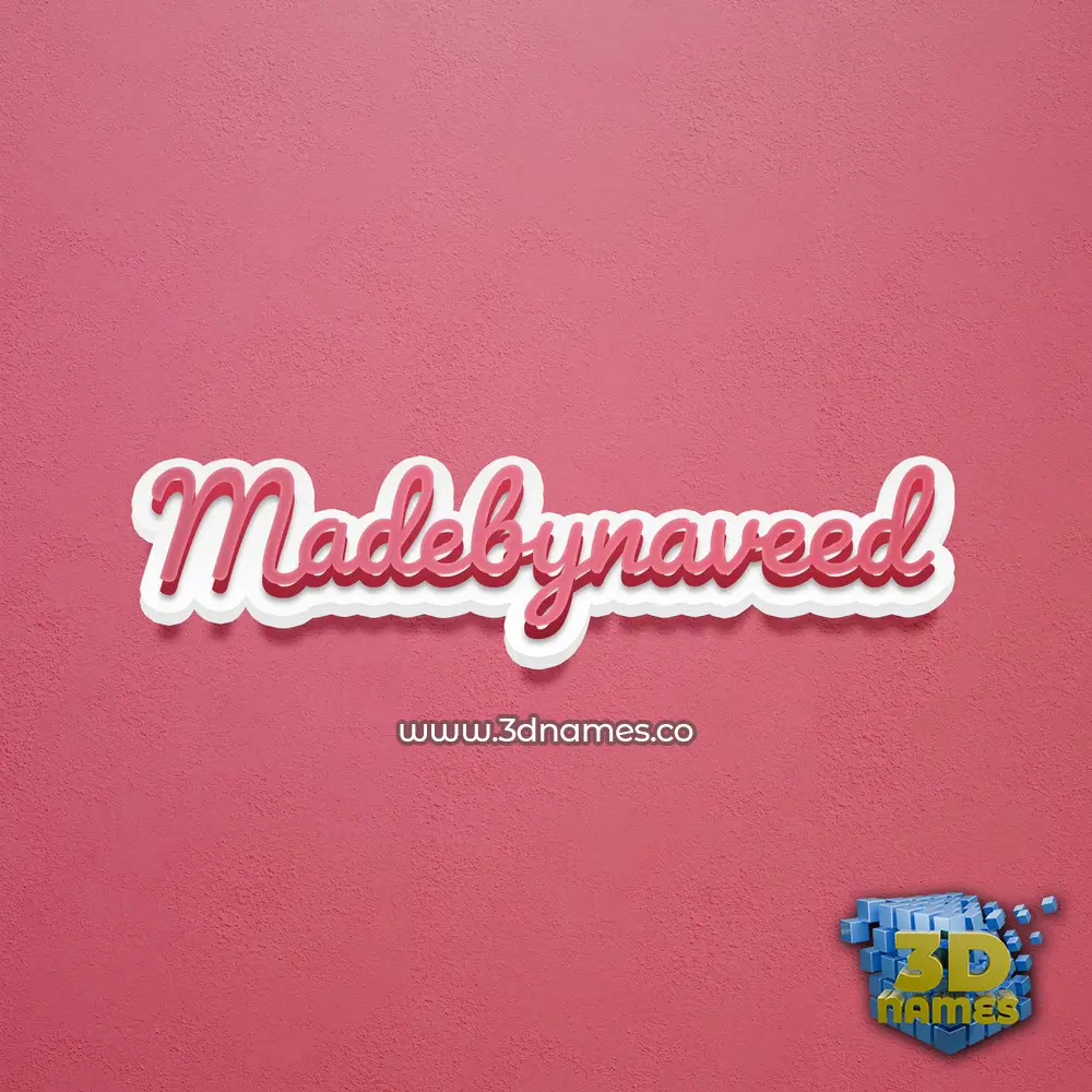 madebynaveed in Red Scribble style - 3D name wallpaper