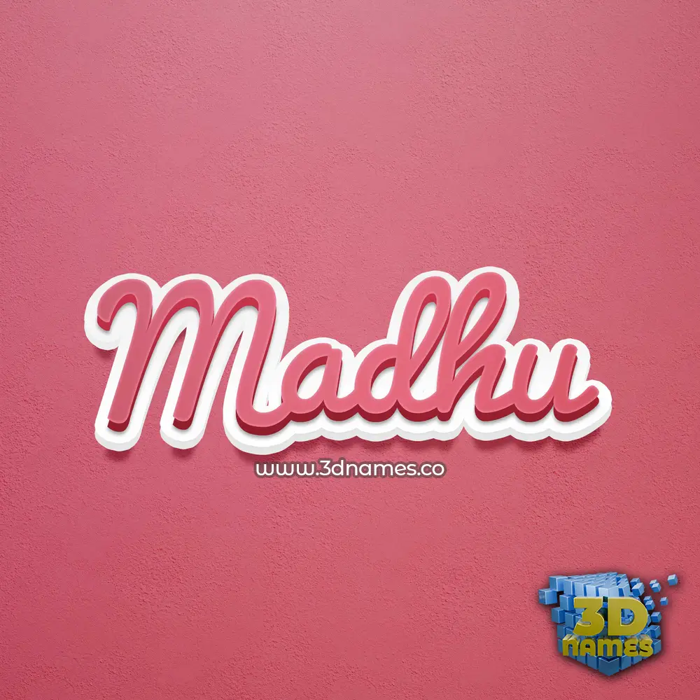 madhu in Red Scribble style - 3D name wallpaper