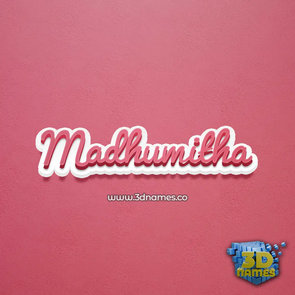 madhumitha in Red Scribble style - 3D name wallpaper