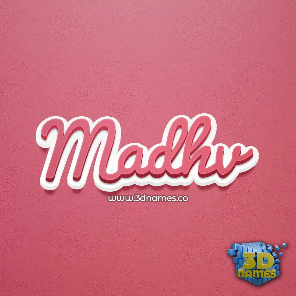 madhv in Red Scribble style - 3D name wallpaper