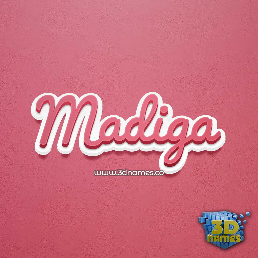 madiga in Red Scribble style - 3D name wallpaper