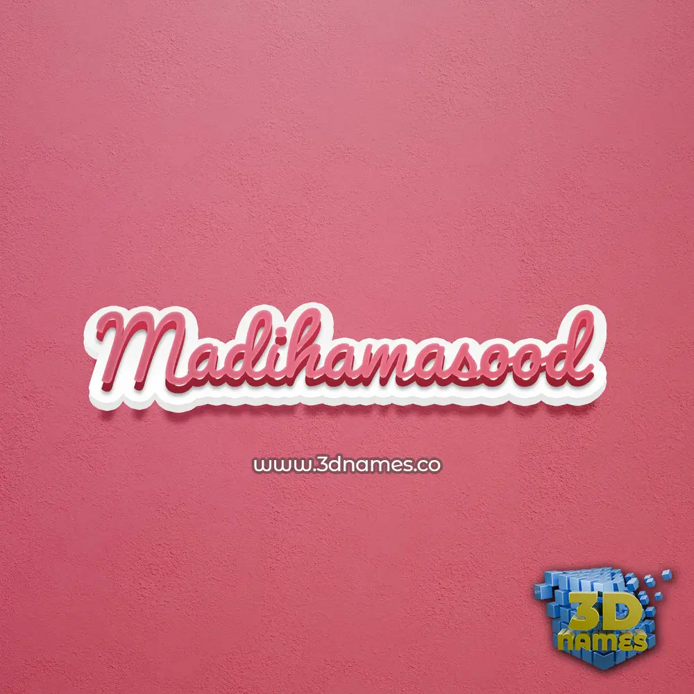 madihamasood in Red Scribble style - 3D name wallpaper