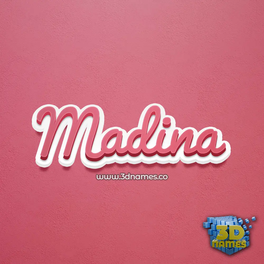 madina in Red Scribble style - 3D name wallpaper