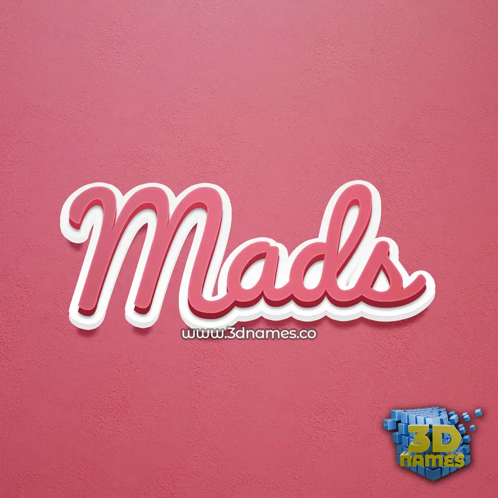 mads in Red Scribble style - 3D name wallpaper