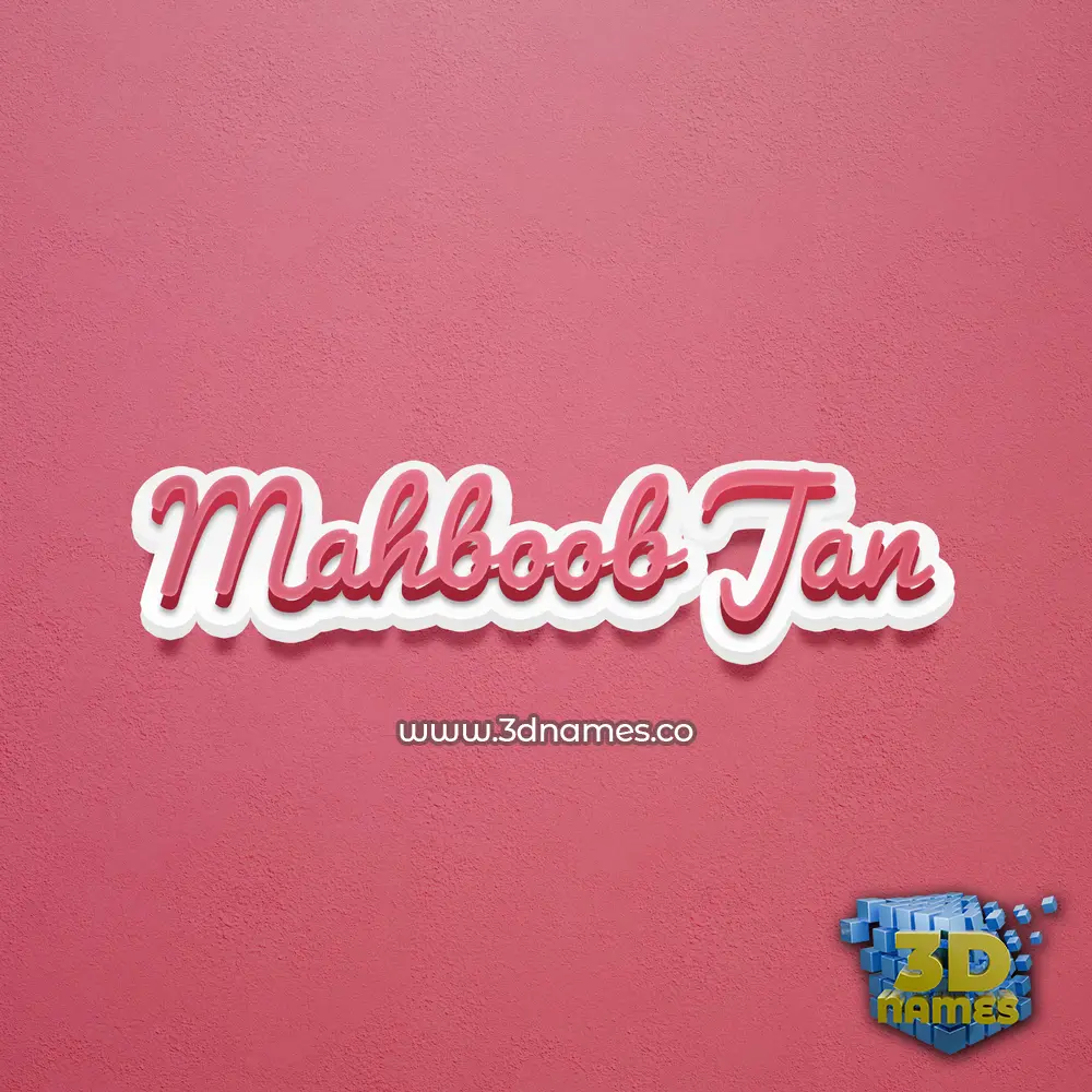 mahboob jan in Red Scribble style - 3D name wallpaper