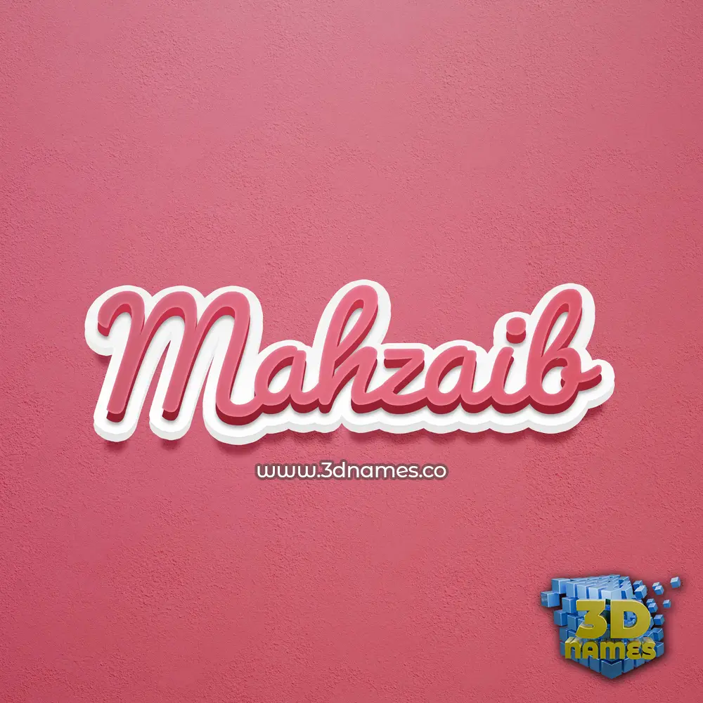 mahzaib in Red Scribble style - 3D name wallpaper