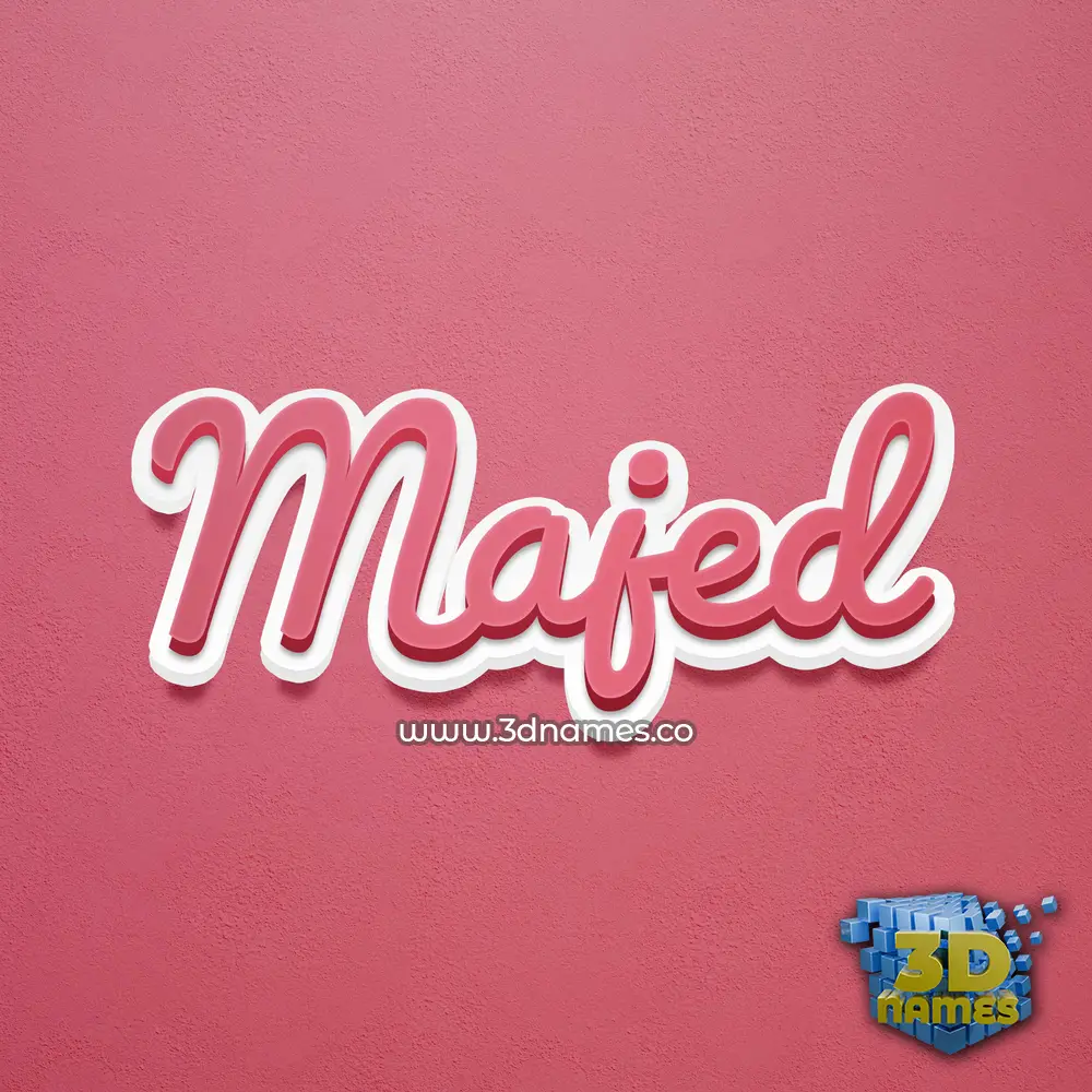majed in Red Scribble style - 3D name wallpaper