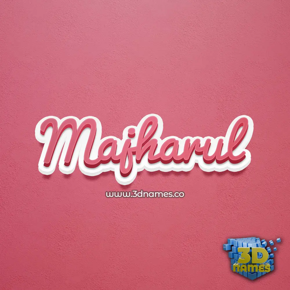majharul in Red Scribble style - 3D name wallpaper