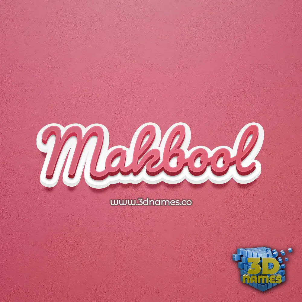 makbool in Red Scribble style - 3D name wallpaper