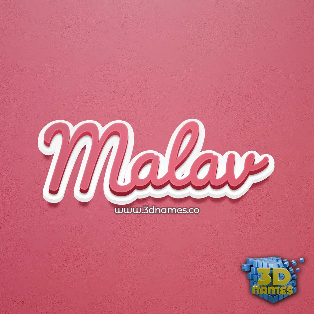 malav in Red Scribble style - 3D name wallpaper