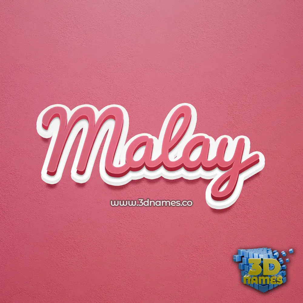 malay in Red Scribble style - 3D name wallpaper